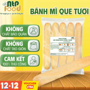 Bánh Mì Que Tươi Không Nhân 18cm – 100G/Túi (5 Bánh) – Vỏ Mỏng Giòn, Ruột Dày – NTP FOOD