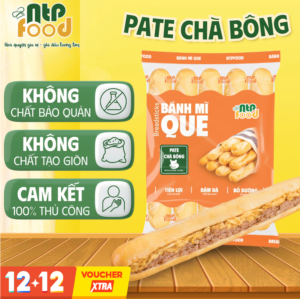 Bánh Mì Que Pate Chà Bông Đông Lạnh 24cm – 370G/Gói (5 Bánh) – Vỏ Giòn, Nhân Đậm Vị – NTP FOOD