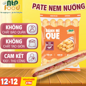 Bánh Mì Que Pate Nem Nướng Đông Lạnh 24cm – 370G/Túi (5 Bánh) – Nem Thơm Dai, Pate Béo – NTP FOOD